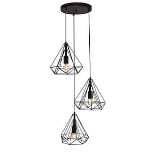 Timeless Home Jacey 9.8 in. W x 9.3 in. H 3-Light Black Pendant with Shade
