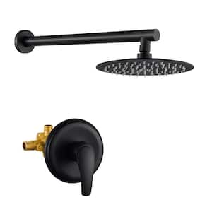 Single Handle 1-Spray Round Shower Faucet in Black (Valve Included)