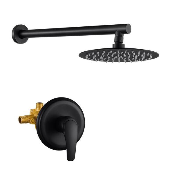 Satico Single Handle 1-Spray Round Shower Faucet in Black (Valve Included)