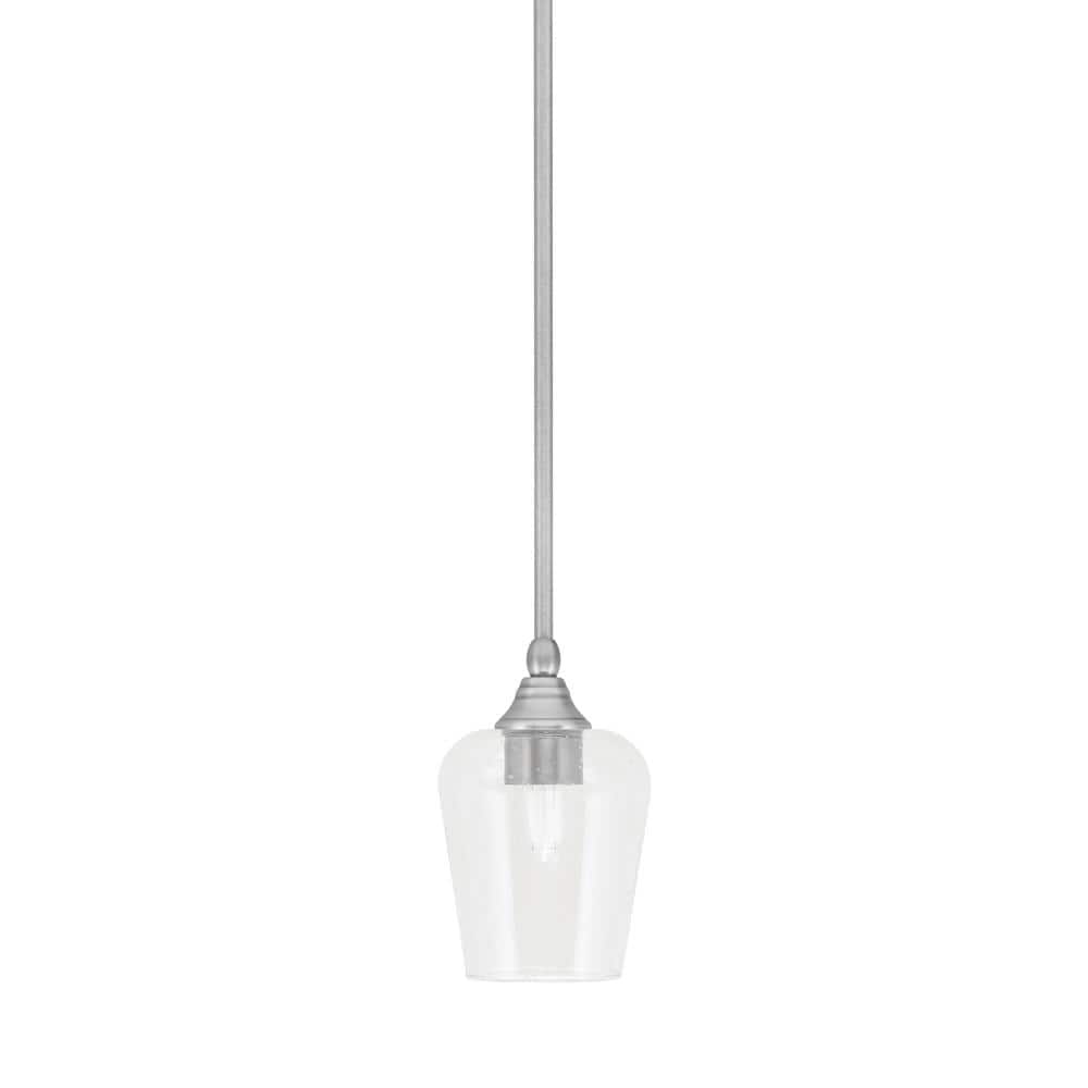 Sparta 100-Watt 1-Light Brushed Nickel Shaded Pendant Light Mini Pendant wi