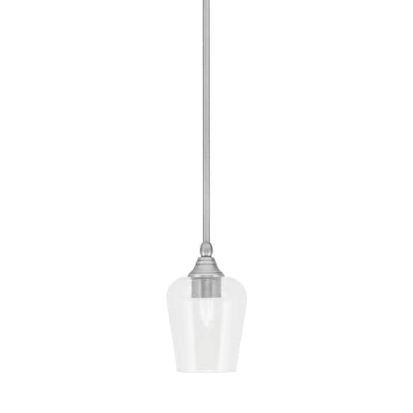 Unbranded Sparta 100-Watt 1-Light Brushed Nickel Shaded Pendant Light Mini Pendant with Clear Bubble Glass and No Bulb Included