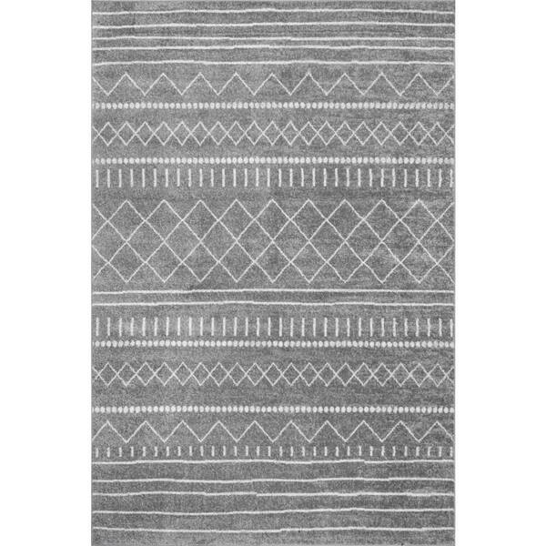 Ryden Moroccan Geometric Trellis Area Rug Gray 6 ft. 7 in. x 9 ft. Area Rug