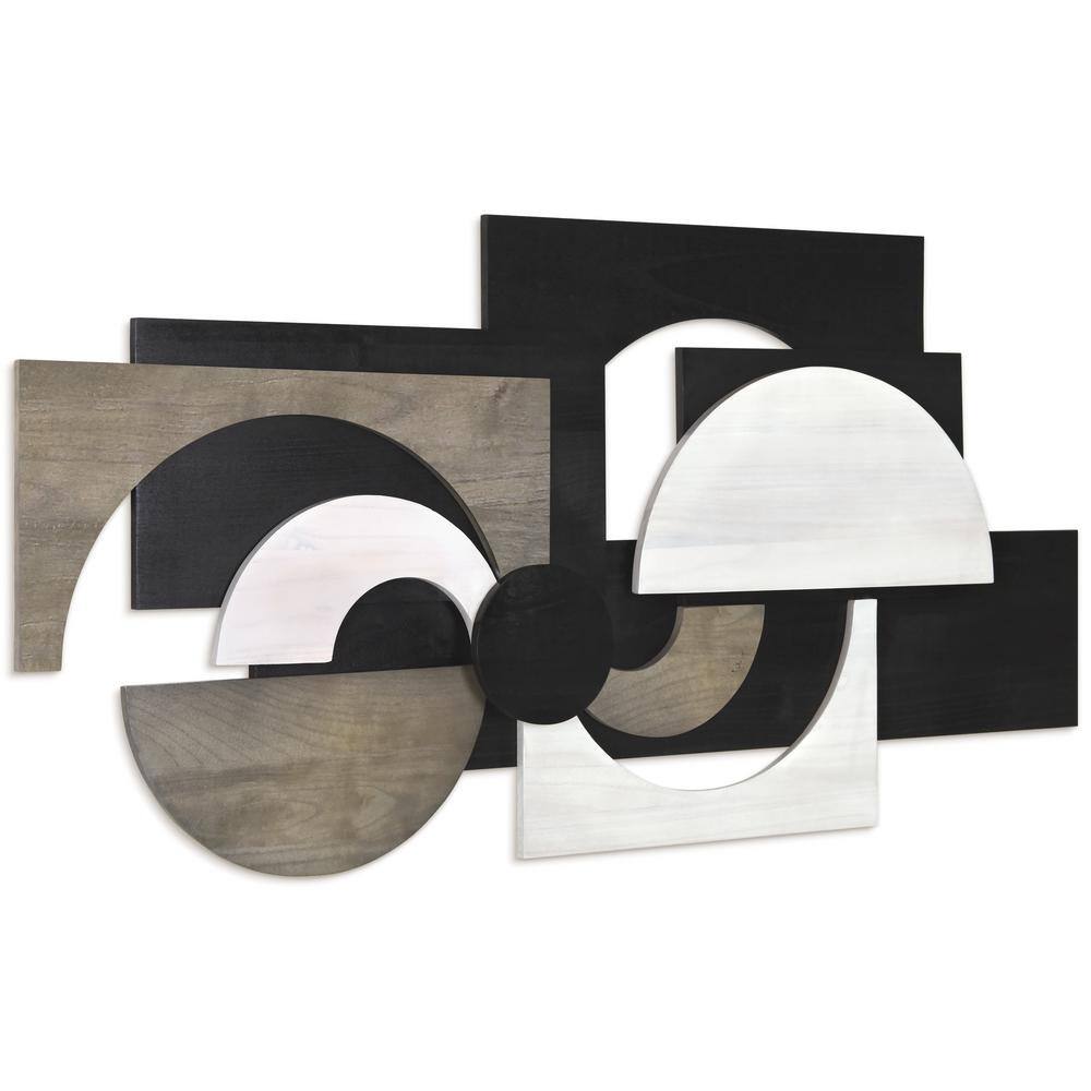 Luminus Dusk 48" x 24" Black and Gray Solid Wood Abstract Wall Art