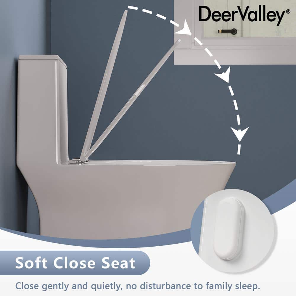 White Ceramic Elongated Dual Flush One-Piece Toilet
