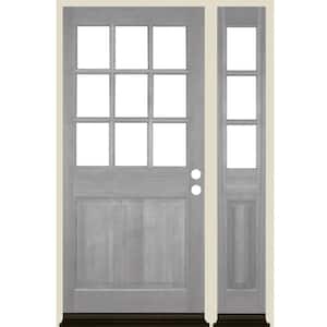 50 in. x 80 in. Farmhouse LH 1/2 Lite Clear Glass Grey Stain Douglas Fir Prehung Front Door with RSL