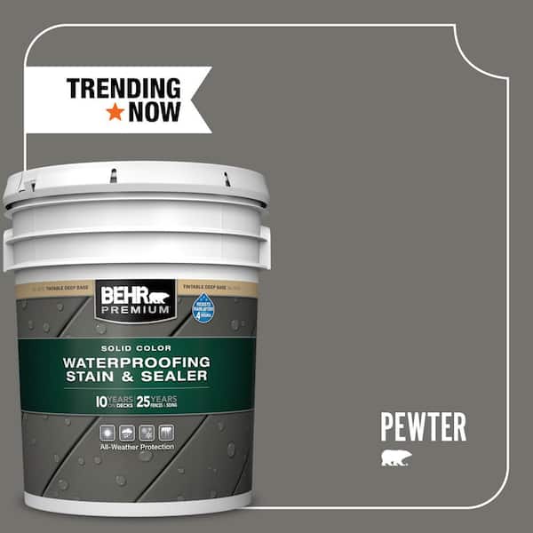 BEHR PREMIUM 5 gal. #SC-131 Pewter Solid Color Waterproofing Exterior Wood Stain and Sealer