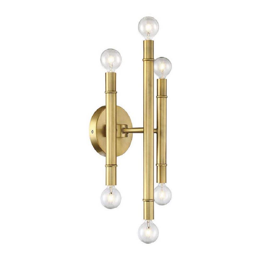 Natural Brass 6-Light Dimmable Wall Sconce