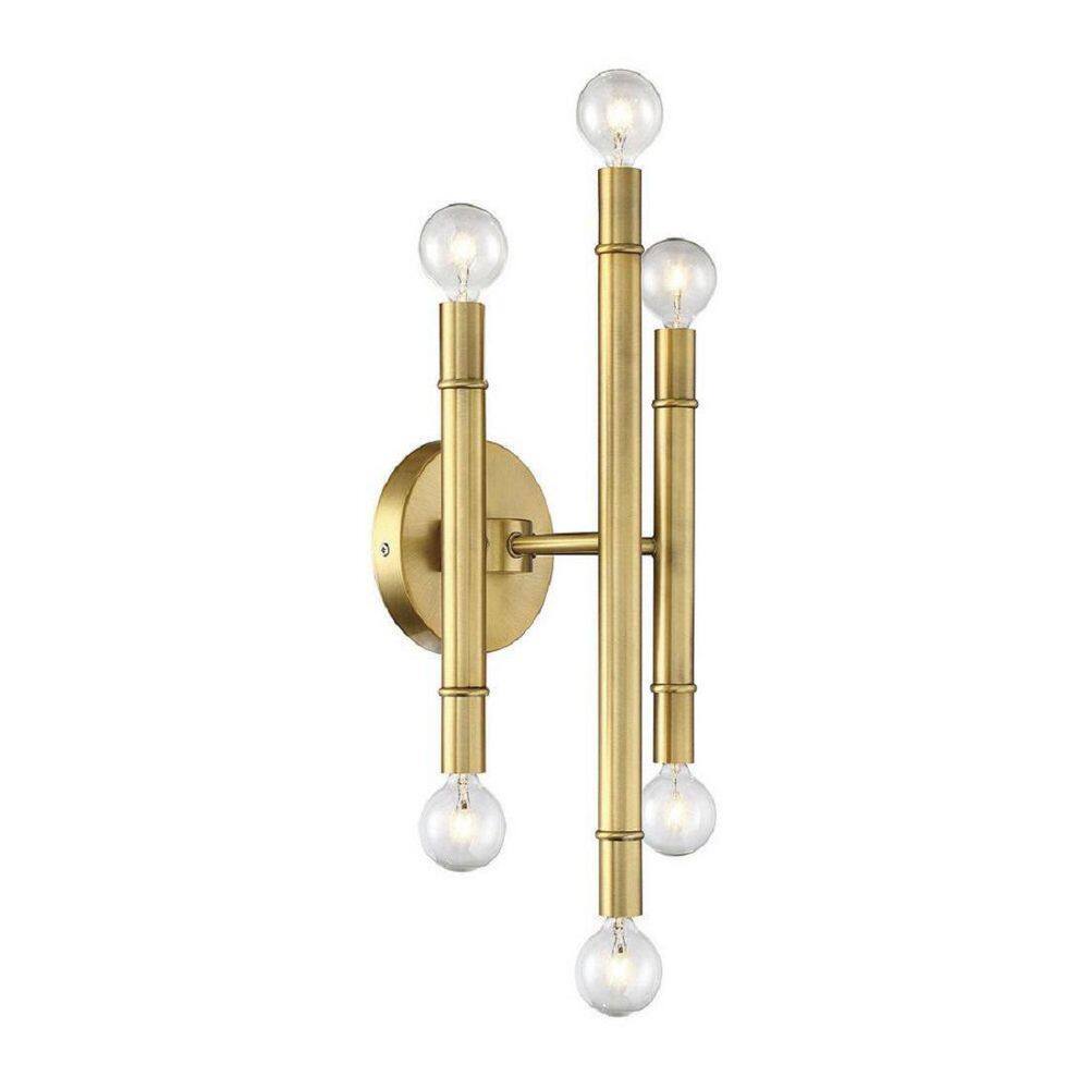 Natural Brass 6-Light Dimmable Wall Sconce
