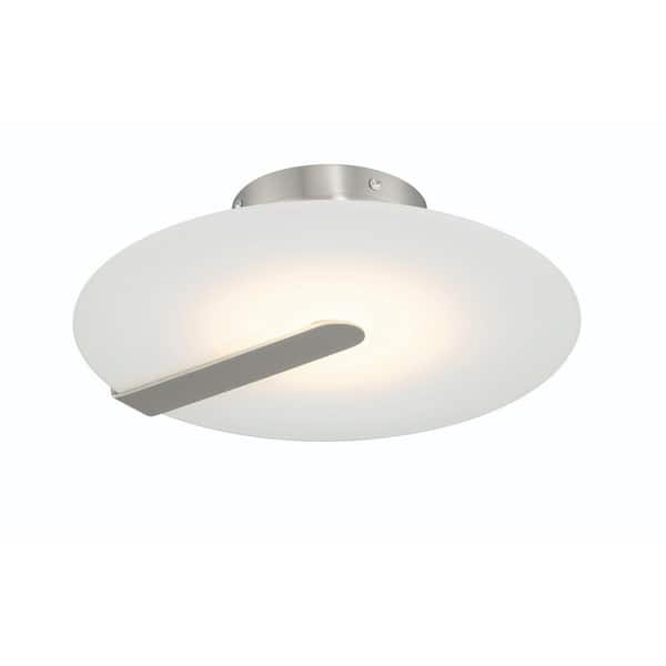Eurofase Nuvola 12.25 in. 13-Watt Contemporary Satin Nickel Integrated LED Flush Mount with White Round Shade
