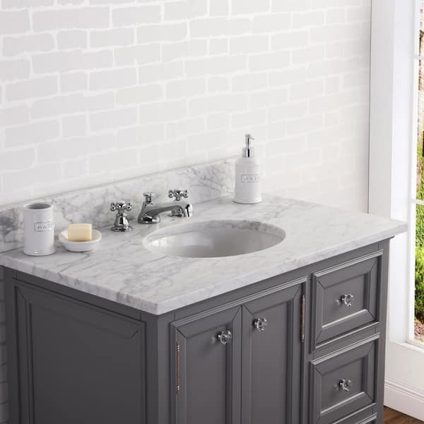 H Bath Vanity In Gray With Marble Top, Bathroom Vanity With Sink And Faucet Home Depot