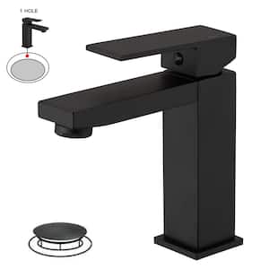 Single-Hole Single-Handle Bathroom Faucet in Matte Black