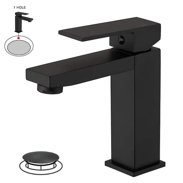 BWE Single-Hole Single-Handle Bathroom Faucet in Matte Black