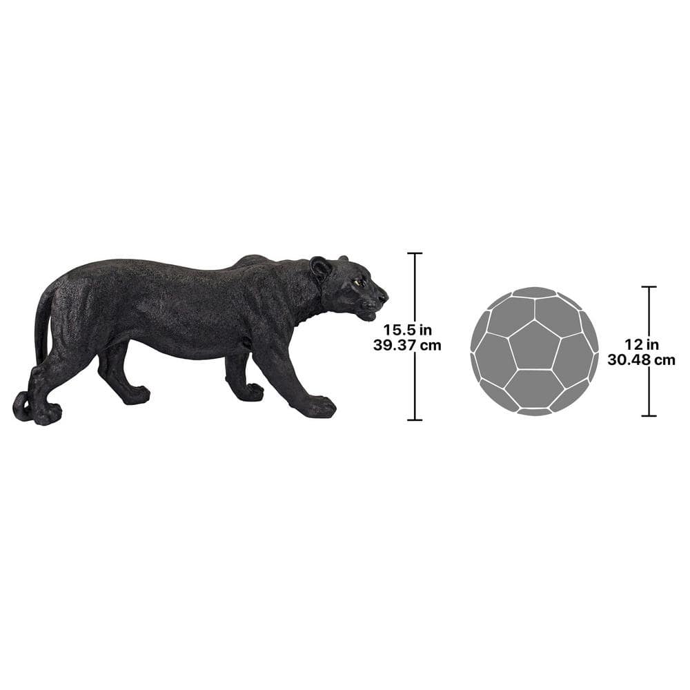 Large Black Resin Panther Garden Statue
