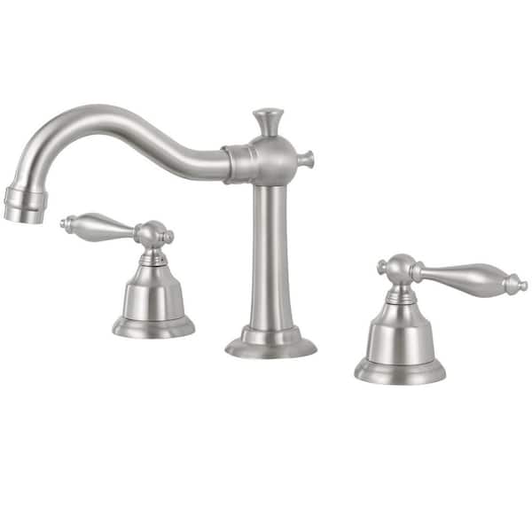 AKLFGN Double Handle 8 in. Widespread Bathroom Faucet 3-Hole Waterfall Bathroom Sink Faucet in Brushed Nickel
