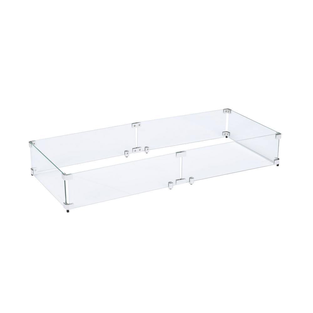 Rectangular Clear Tempered Glass Fire Pit Wind Guard