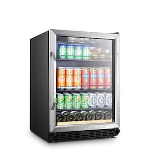 23 in. 110-Can 6-Bottle Stainless Steel Single Zone Wine and Beverage Refrigerator