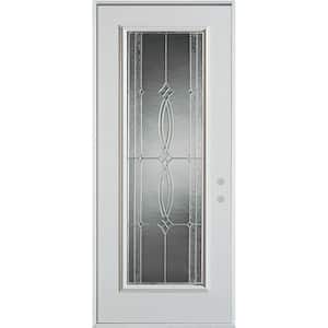 32 in. x 80 in. Diamanti Classic Zinc Full Lite Painted White Left-Hand Inswing Steel Prehung Front Door