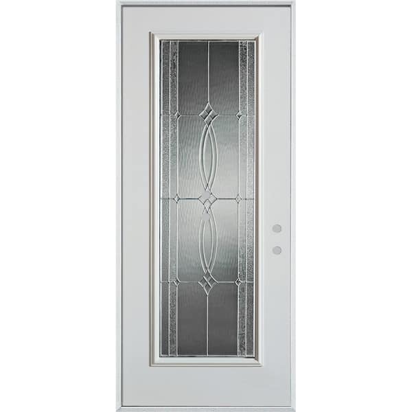 Stanley Doors 36 in. x 80 in. Diamanti Zinc Full Lite Painted White Left-Hand Inswing Steel Prehung Front Door