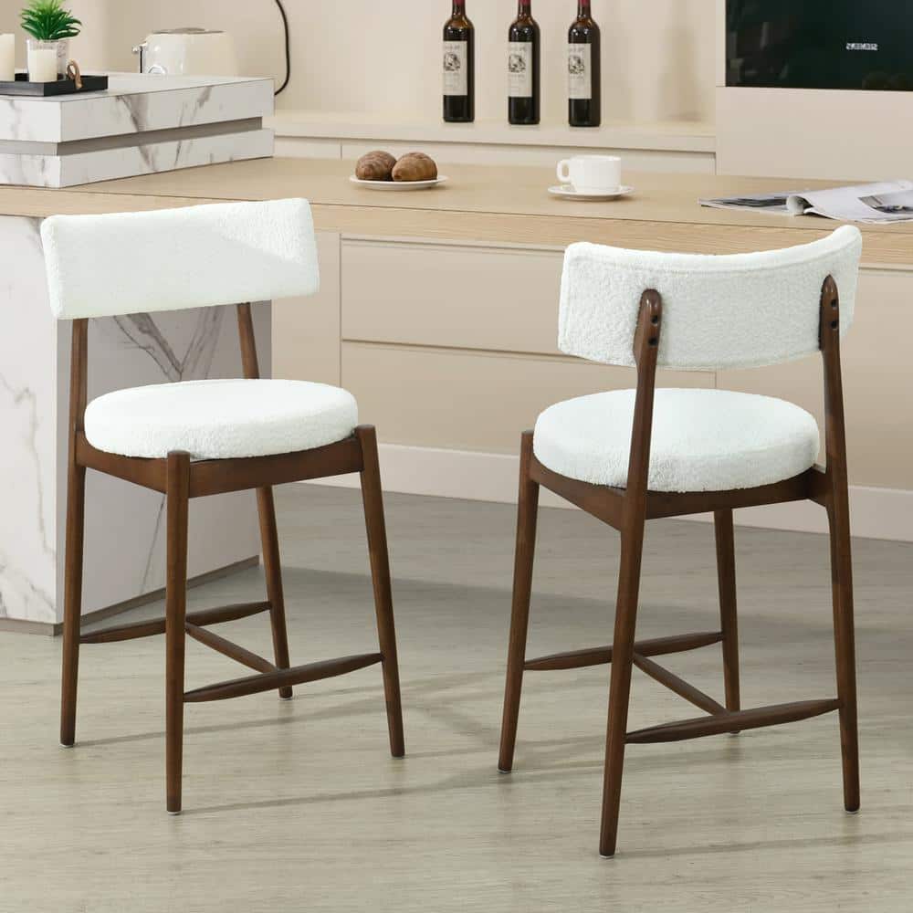 Nook 25.5 in. Modern Upholstered Counter Stools, Rubberwood, Walnut + Beige, (Set of 2) price history on PriceWatchPro