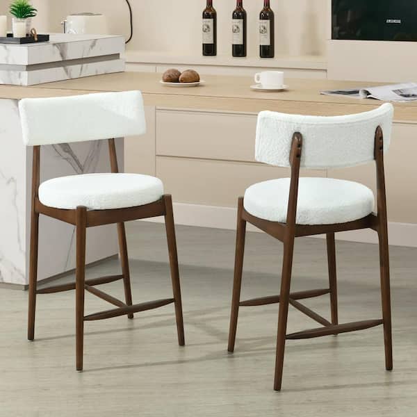 Noble House Marten 35.5 in. Light Beige and Walnut Fabric