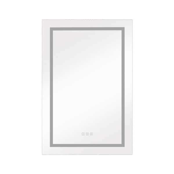 Unbranded 24 in. W x 36 in. H Smalln Rectangular Matt Black Aluminium Recessed/Surface Mount Medicine Cabinet with Mirror and LED