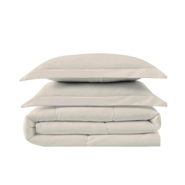 TRULY CALM Everyday Antimicrobial 2-Piece Khaki Microfiber Twin/Twin XL Down Alternative Comforter Set