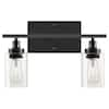 Merra 14 in. 2-Light Matte Black Modern Vanity-Light with Clear Glass ...