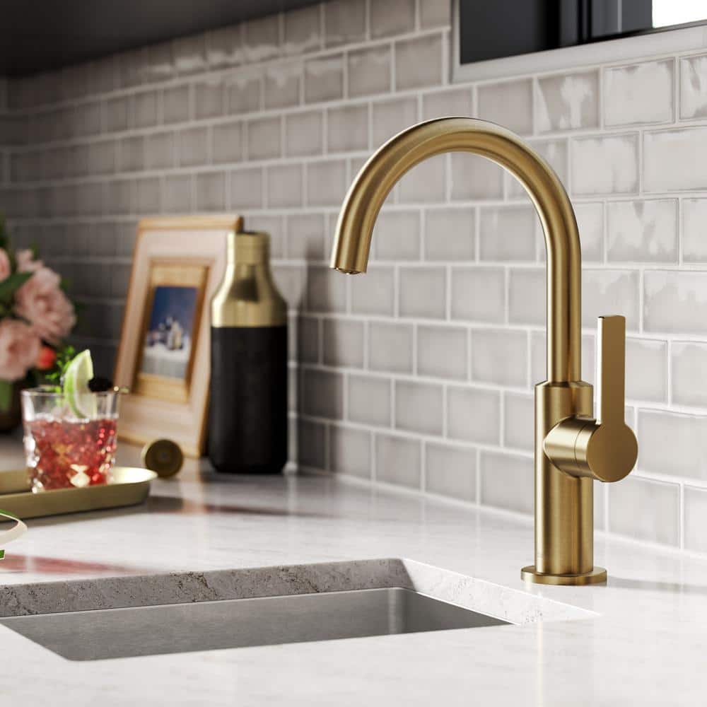 Brushed Brass Single Handle Kitchen Bar Faucet