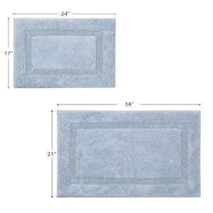 Peniston Blue Cotton 2-Piece 17 in. x 24 in., 21 in. x 34 in. Rug Set