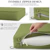 Detail of the invisible zipper and zipper pull on the cushion cover.