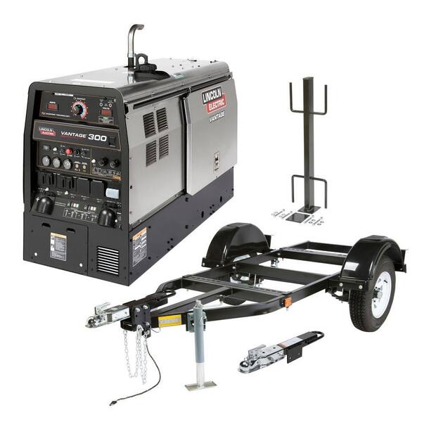 Lincoln Electric 400 Amp Vantage 300 Diesel Engine Driven Multi-Process DC Welder One-Pak w/Trailer, 12.5 kW Generator (Kubota)