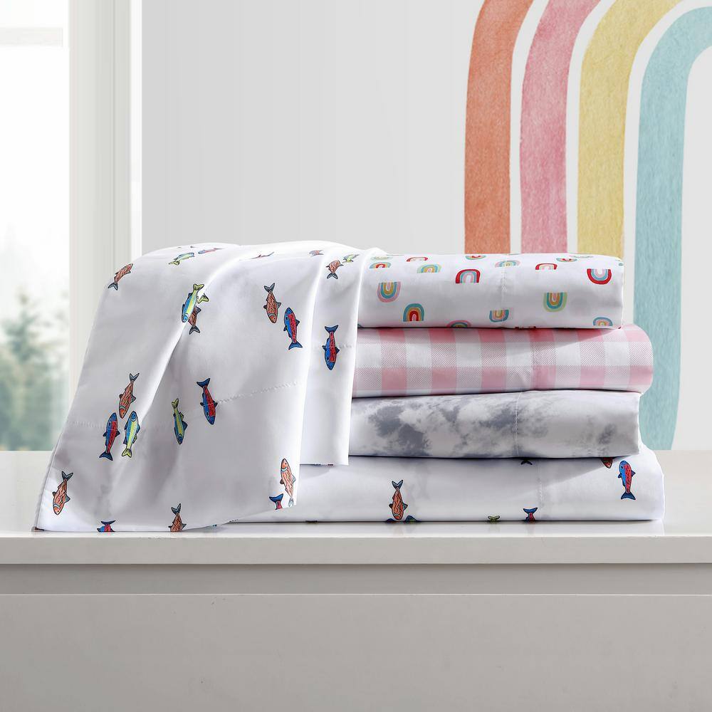 Twin Pink Plaid Polyester Microfiber Kids Sheet Set