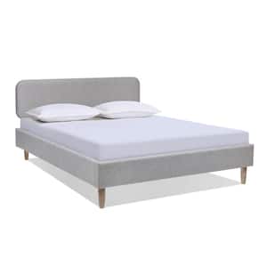 Diego Light Gray Upholstered Frame Queen Platform Bed with Adjustable Height Headboard