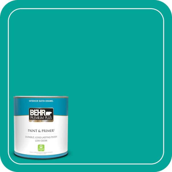 BEHR PREMIUM PLUS 1 qt. Home Decorators Collection #HDC-MD-22 Tropical Sea Satin Enamel Low Odor Interior Paint & Primer