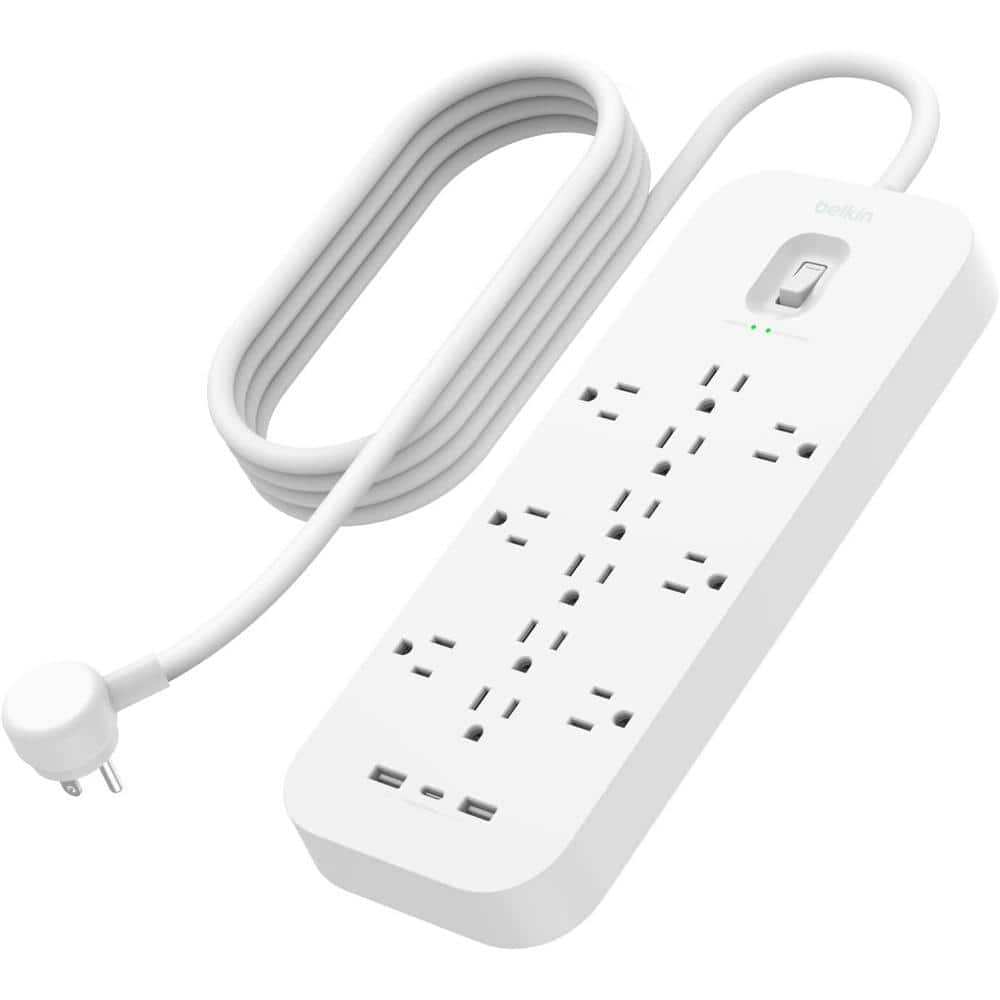 12-Outlet Surge Protector Power Strip with USB Port, 6 ft Cable and Overload and Overvoltage Protection in White price history on PriceWatchPro