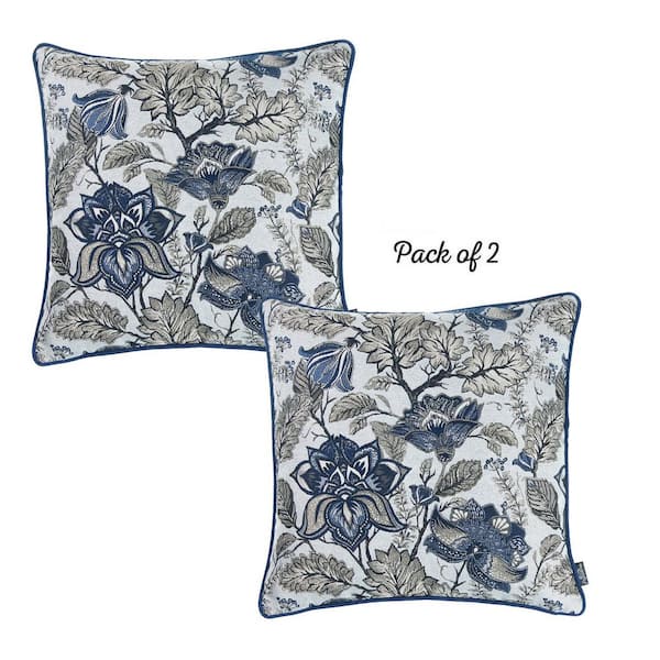 HomeRoots Jordan Blue Polyester 17 in. x 17 in. Throw Pillow (Set of 2)