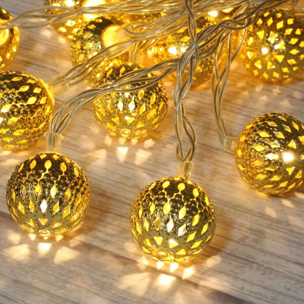 Betus 10 ft. 20 LED Moroccan Globe LED Fairy String Lights - Battery Powered Party Hanging Waterproof Lights Decor Warm White