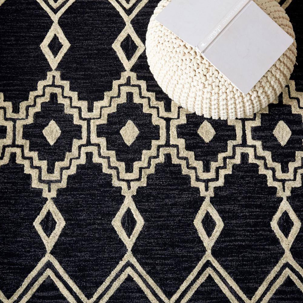 Ivory Abstract Hand-Tufted Wool 6' Square Area Rug