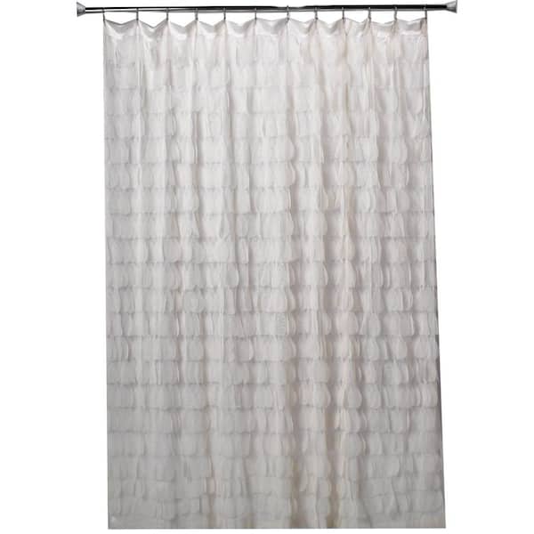 Couture Dreams Chichi 76 in. Ivory Cascading Tulle Petal Shower Curtain