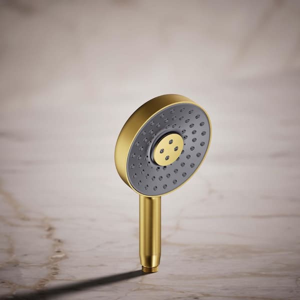 Statement 3-Spray Patterns with 2.5 GPM 5.125 in. Wall Mount Handheld Shower Head in Vibrant Brushed Moderne Brass