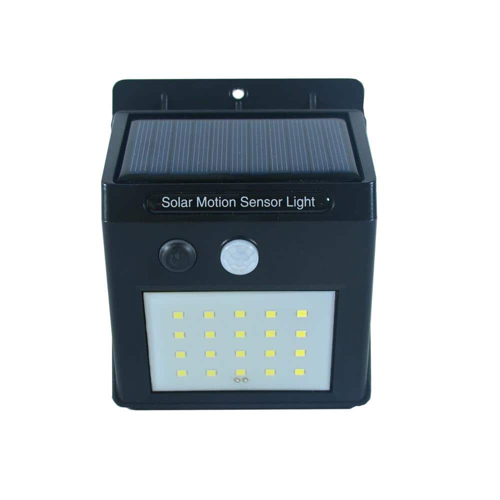 Black Solar Powered LED Motion Sensor Pathway Lights, 2-Pack