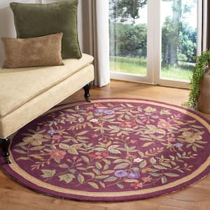 Chelsea Burgundy 8 ft. x 10 ft. Solid Color Border Floral Oval Area Rug