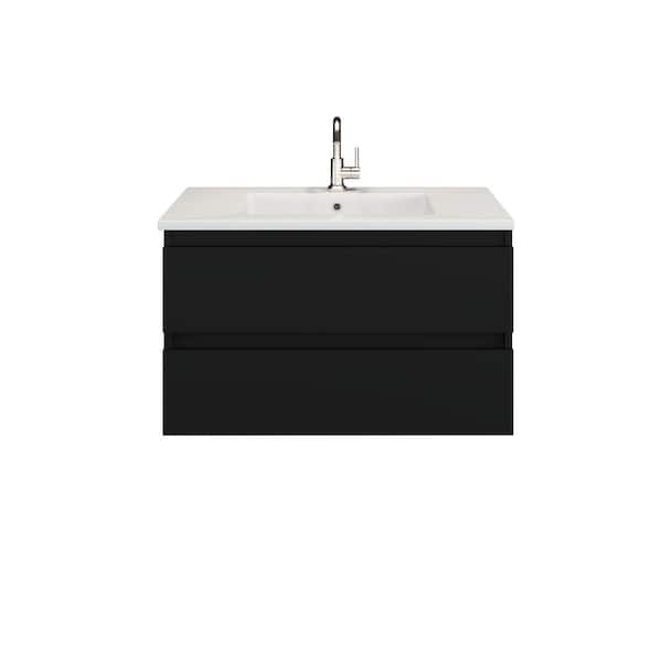 Salt 36 in. W x 20 in. D Bath Vanity in Black with Acrylic Vanity Top in White with White Basin