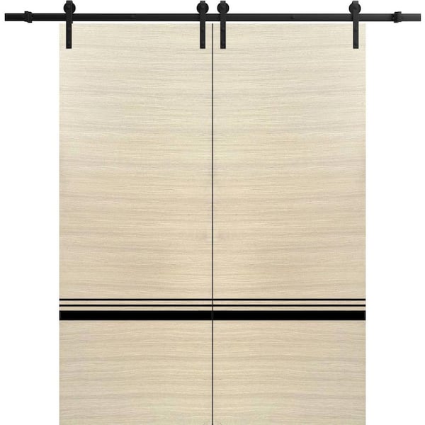 Sartodoors 24 in. x 80 in. 2 Panel Natural Veneer Solid Wood with Honeycomb Sliding Barn Door with Hardware Kit