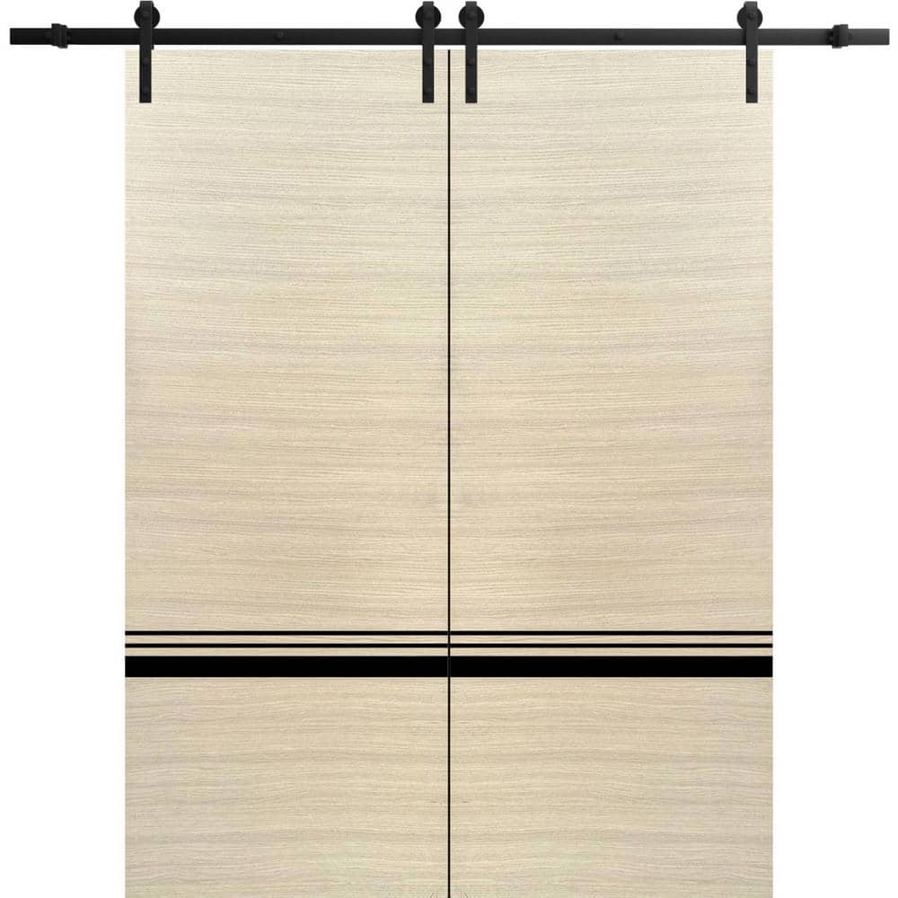 32 in. x 84 in. 2 Panel Natural Veneer Solid Wood with Honeycomb Sliding Barn Door with Hardware Kit price history on PriceWatchPro