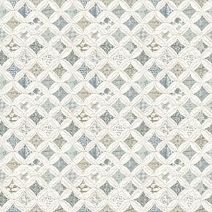 Mcentire Teal Geometric Quilt Teal Wallpaper Sample