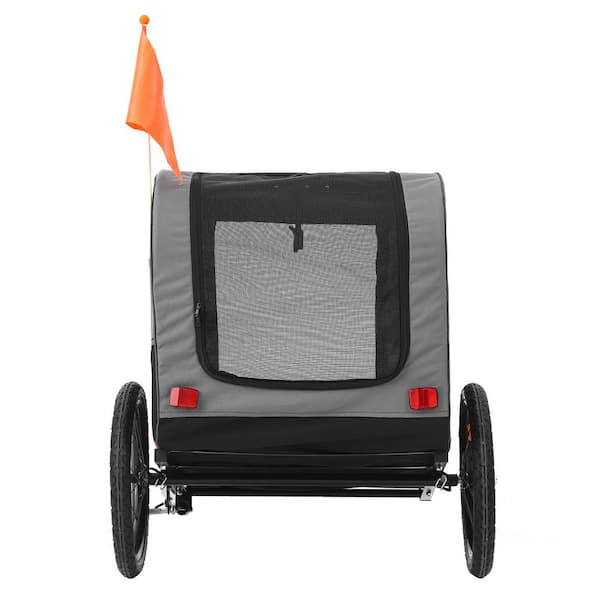 Gray Dog Trailer Dog Buggy Bicycle Trailer Medium Foldable for Small and Medium Dogs