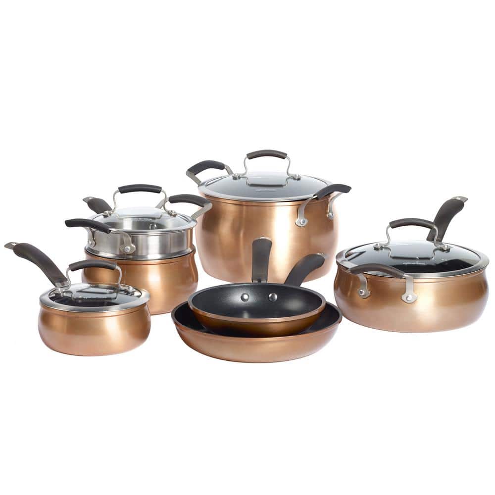 8 Pc Cookware Set with 2 Layer Nonstick Ceramic Coating, Tempered Glass  Lid, Copper Color, 1 unit - Kroger
