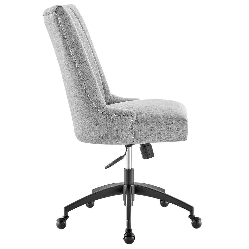 Retro Modern Swivel Fabric Office Chair in Black Light Gray