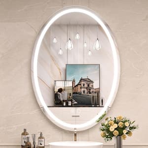 24 in. W x 36 in. H Large Oval Frameless Anti-Fog Bright Dimmable LED Wall Bathroom Vanity Mirror Hotel Spa CRI90 plus